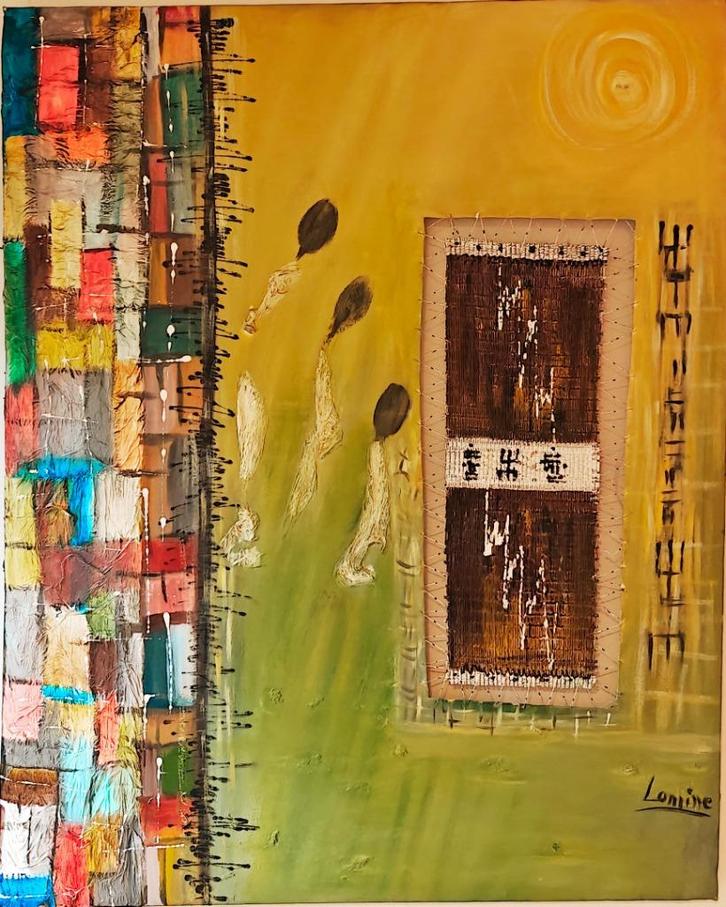 Uniek Afrikaans kunstwerk van Lomine, Antiek en Kunst, Kunst | Niet-Westerse kunst, Ophalen