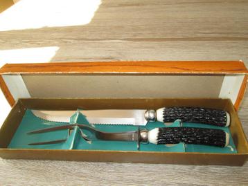 Couteau et fourchette à viande "ROSTFREI"., Enlèvement, Utilisé, Bois, Couverts en vrac