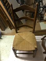 6 Houten stoelen met biezen, Vijf, Zes of meer stoelen, Bruin, Zo goed als nieuw, Hout