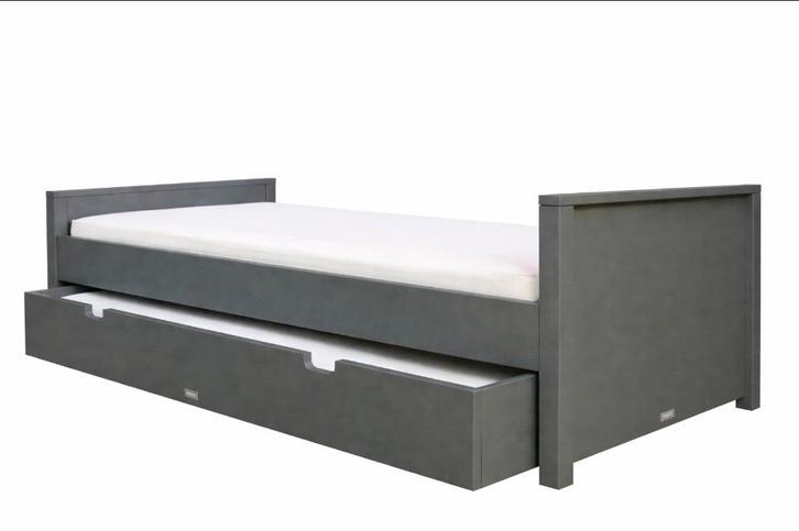 BOPITA bed 90x200 cm grey met lade, Enfants & Bébés, Chambre d'enfant | Lits, Comme neuf, 180 cm ou plus, 85 à 100 cm, Sommier à lattes