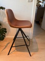 Barstoel - zwart/leer, Maison & Meubles, Tabourets de bar, 1 tabouret, Avec repose-pieds, Comme neuf, Enlèvement