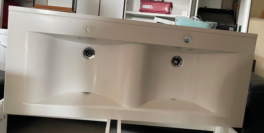 Dubbele lavabo (porselein) 120 cm, Ophalen, Zo goed als nieuw