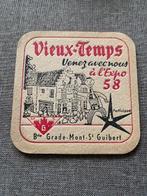 1 sous-bock bière " VIEUX TEMPS " - Expo 58, Collections, Marques de bière, Enlèvement ou Envoi, Utilisé, Sous-bock