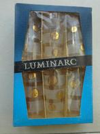 Luminarc 6 antieke glazen gouden centen, Ophalen, Nieuw