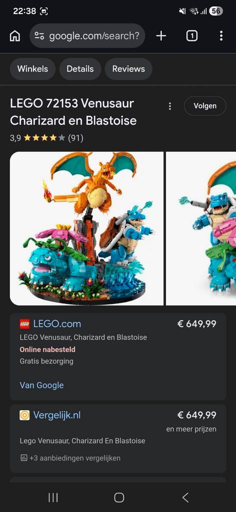 LEGO Pokémon Venusaur, Charizard & Blastoise (72153) € 650, Enfants & Bébés, Jouets | Duplo & Lego, Lego, Enlèvement