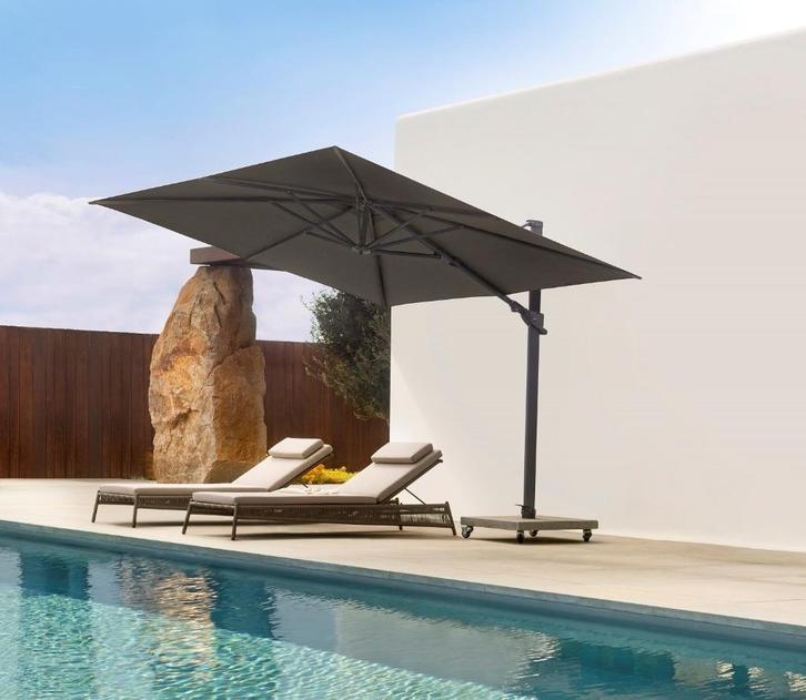 Parasol met voet super kwaliteit, Tuin en Terras, Parasols, Gebruikt, Zweefparasol, 2 tot 3 meter, Kantelbaar, Verstelbaar, Waterdicht