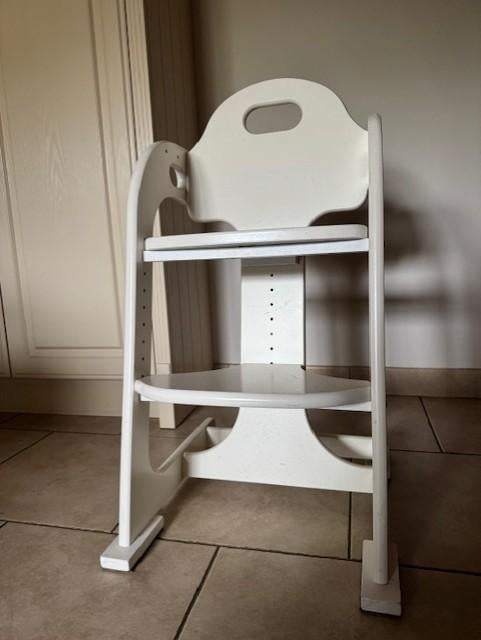Tiamo Wood Collection Kinder meegroeistoel wit en hout, Enlèvement, Utilisé, Chaise évolutive, Ceinture(s)