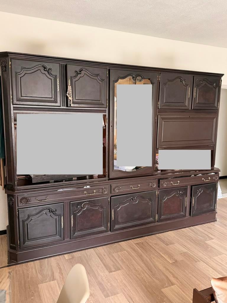 Vitrine kast, Huis en Inrichting, Ophalen, Gebruikt, 200 cm of meer, Eikenhout