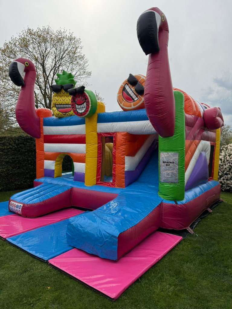 Flamingo springkasteel te huur 125€!, Enlèvement, Comme neuf