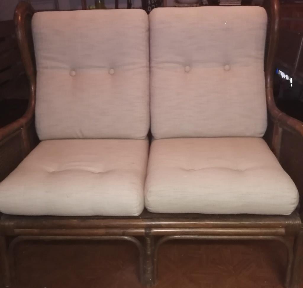 Rotan 2 zit met kussens, Huis en Inrichting, Ophalen, Gebruikt, Tweepersoons, Riet of Rotan