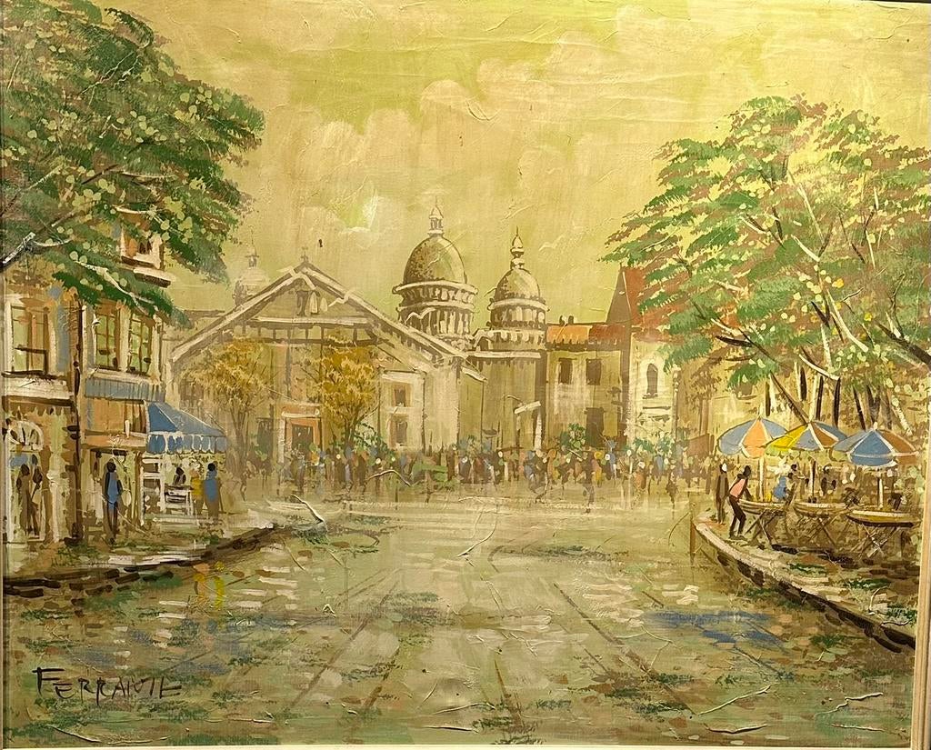 Schilderij Ferrante lengte 110 hoogte 90 Parijs, Antiek en Kunst, Ophalen