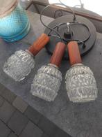 Lampe suspendue vintage et rétro avec 3 points lumineux, Enlèvement ou Envoi, Utilisé, Verre, Vintage,  retro