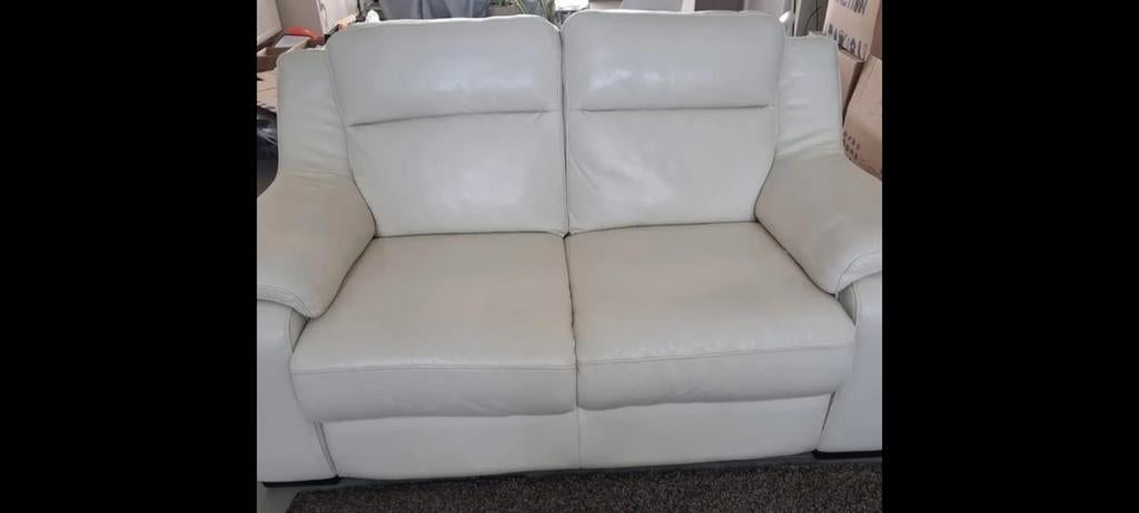 Magnifique salon en cuir blanc ivoire, 3 places et 2 places, Maison & Meubles, Enlèvement