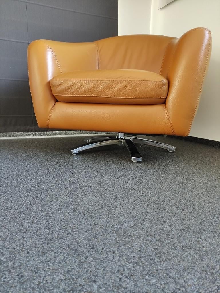 Lederen zetel draaifauteuil NIEUW (DESIGN), Ophalen, Eenpersoons, Nieuw, 75 tot 100 cm