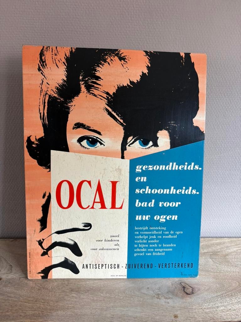Vintage 1955 reclamebird Ocal, Ophalen of Verzenden, Gebruikt, Reclamebord