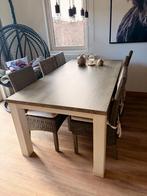 Salle a manger table et 6 chaises très bon état, Enlèvement, Comme neuf, Imitation chêne blanchi et gris, 6 à 8 chaises