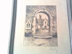 klein ets getekend, Antiek en Kunst, Kunst | Etsen en Gravures, Ophalen, Stadsgezicht, Ets, 1900 - 1949