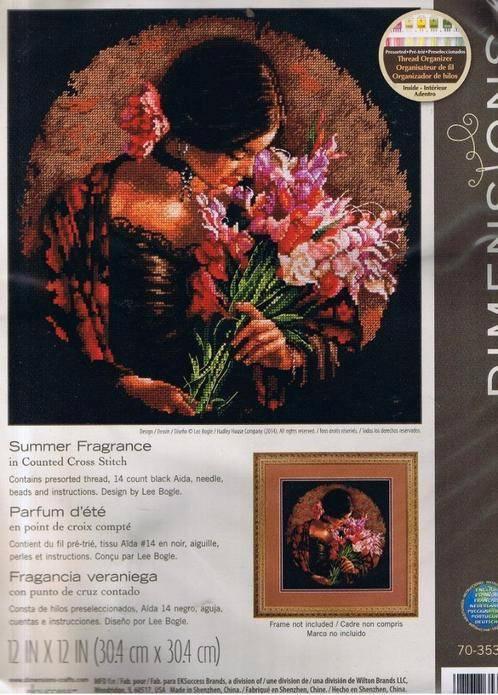 Borduurpakket Summer Fragrance van Dimensions, Hobby & Loisirs créatifs, Broderie & Machines à broder, Neuf, Set à broder, Envoi