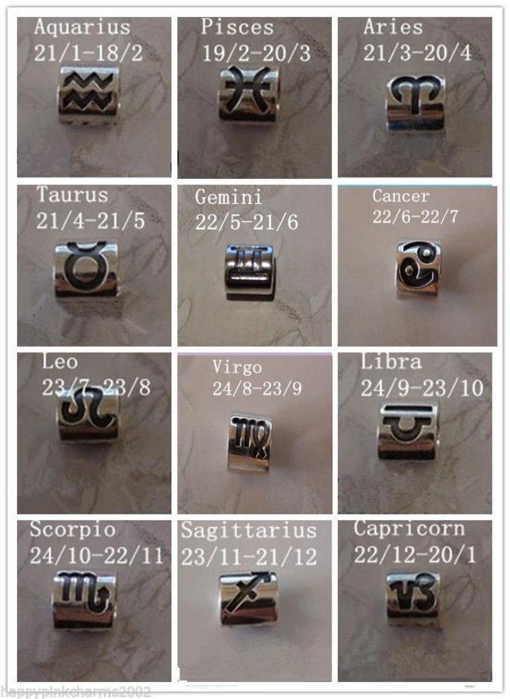 Pandora zilveren sterrenbeeld bedels, Handtassen en Accessoires, Bedels, Pandora, Zilver, 1 bedel, Ophalen of Verzenden