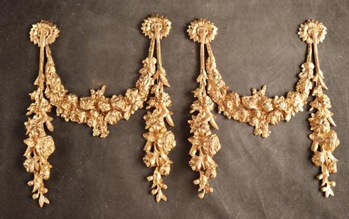 Paar verguld bronzen sierornamenten, Antiek en Kunst, Antiek | Brons en Koper, Verzenden