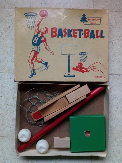 Vintage houten spel Basketbal Boismanu Made in Belgium, Antiek en Kunst, Curiosa en Brocante, Ophalen of Verzenden