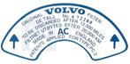 Sticker Original Volvo filter etc. blauw op wit voor 672280, Autos : Pièces & Accessoires, Volvo, Enlèvement ou Envoi, Neuf