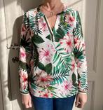 Witte blouse met bloemen en V-hals (Geisha - S/36), Comme neuf, Taille 36 (S), Geisha, Enlèvement ou Envoi