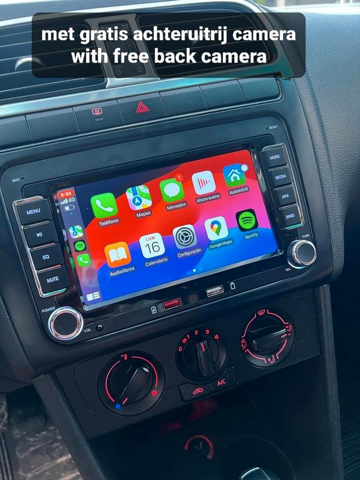 Gratis inbouwen - Carplay VW radio bluetooth navi golf caddy, Auto diversen, Autoradio's, Nieuw, Ophalen of Verzenden