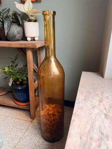 Grote decoratieve fles - geel oker kleur - 101 cm beschikbaar voor biedingen