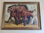 schilderij jaarmarkt paarden Vilvoorde, Antiquités & Art, Art | Peinture | Classique, Enlèvement