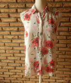 (74)- blouse femme t.38 blanche et rouge, Ophalen of Verzenden, Zo goed als nieuw, Maat 38/40 (M), Rood