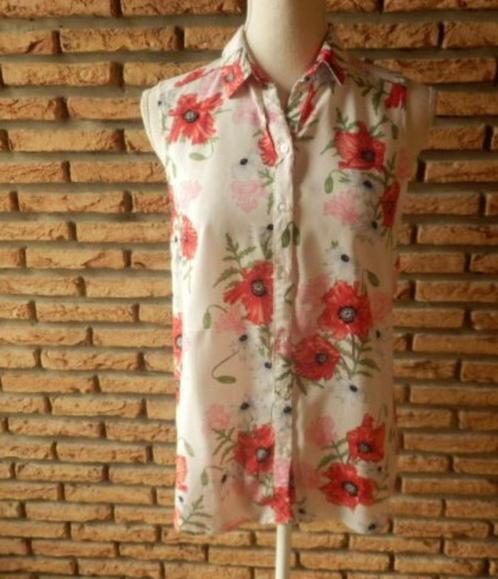 (74)- blouse femme t.38 blanche et rouge, Kleding | Dames, Blouses en Tunieken, Zo goed als nieuw, Maat 38/40 (M), Rood, Ophalen of Verzenden