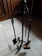 Haardstel, smeedijzeren, zwart, 3 hulpstukken, Huis en Inrichting, Ophalen, Zo goed als nieuw, Houthaard