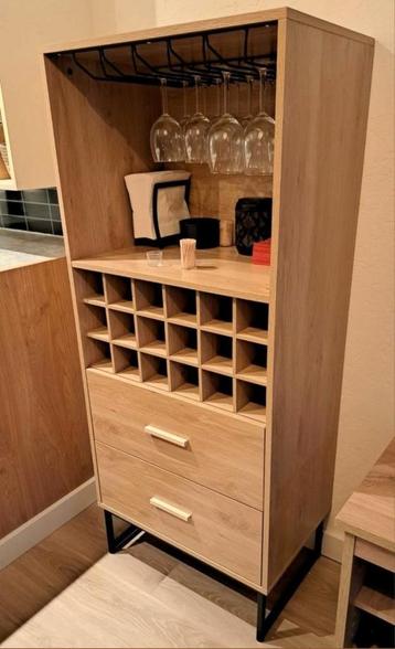 Étagère à vin/armoire à vin Bois et métal industriel en parf, Enlèvement, Comme neuf, Bois