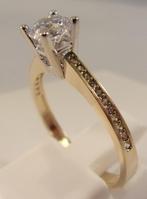 Kostbare 14 karaat gouden damesring (verlovings-/trouwring), Handtassen en Accessoires, Ringen, Verzenden, Zo goed als nieuw, Met edelsteen