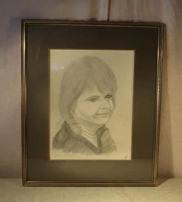 Beau dessin de portrait « Dame souriante » - Rik - 52x44