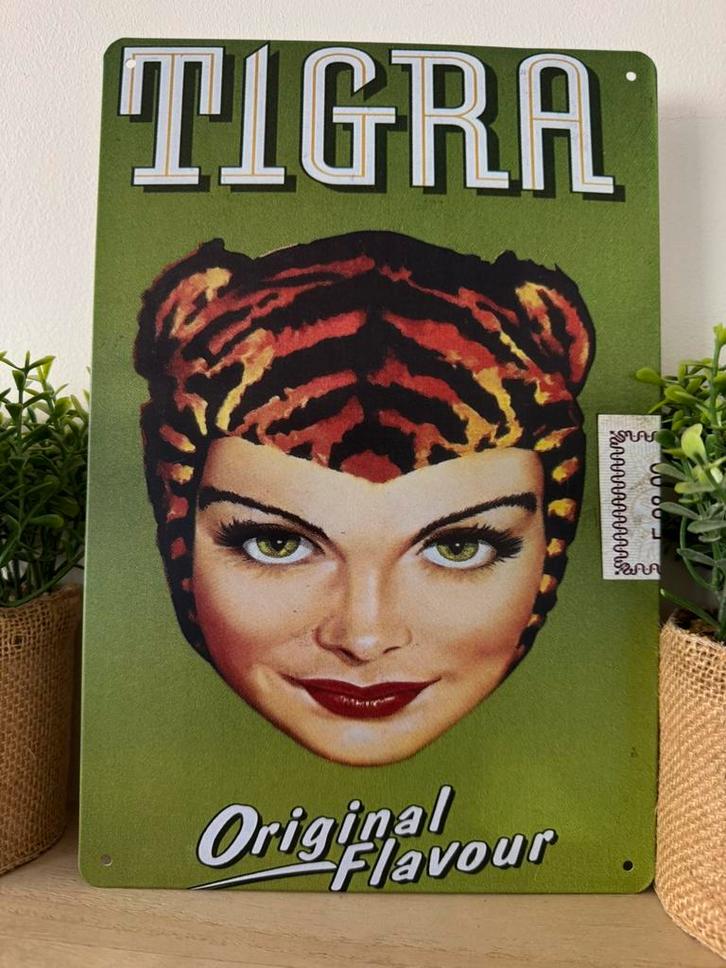 Metalen reclamebord Tigra, Verzamelen, Merken en Reclamevoorwerpen, Nieuw, Reclamebord, Ophalen of Verzenden