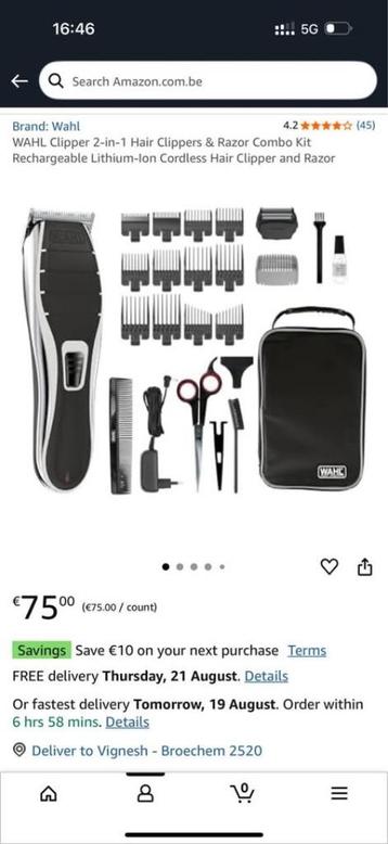 Kit combiné tondeuse à cheveux et rasoir 2 en 1 Wahl, Electroménager, Enlèvement ou Envoi, Neuf, Soin des cheveux