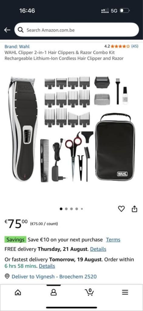 WAHL Clipper 2-in-1 tondeuse en scheerapparaat, combi-set, Elektronische apparatuur, Persoonlijke Verzorgingsapparatuur, Nieuw