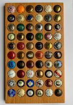 Champagnecapsules 60 stuks op houten verzamelbord (nr1), Ophalen, Gebruikt, Overige gebieden, Champagne