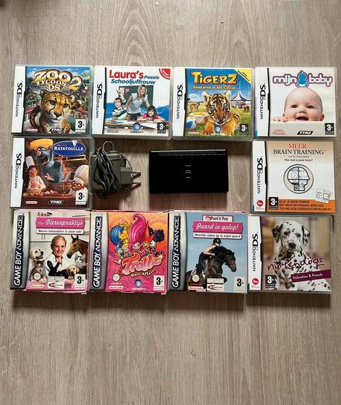 Nintendo DS Lite bundel, Games en Spelcomputers, Spelcomputers | Nintendo DS, Gebruikt, DS Lite, Zwart, Met games, Ophalen