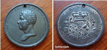 Tinnen gedenkmedaille kroning George VI 1821 beschikbaar voor biedingen