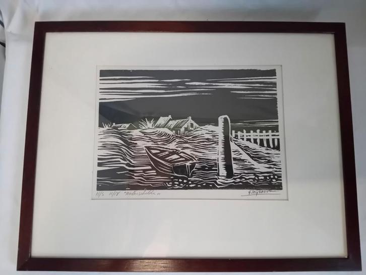 Houtgravure of linosnede, Antiek en Kunst, Kunst | Etsen en Gravures, Ophalen of Verzenden