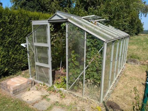 Serre verre/alu région Gembloux 2,5x4,8m, Tuin en Terras, Kassen, Gebruikt, Kweekkas, Aluminium, Glas, Ophalen