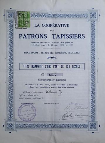 La coopérative des patrons Tapissiers - 1919 beschikbaar voor biedingen