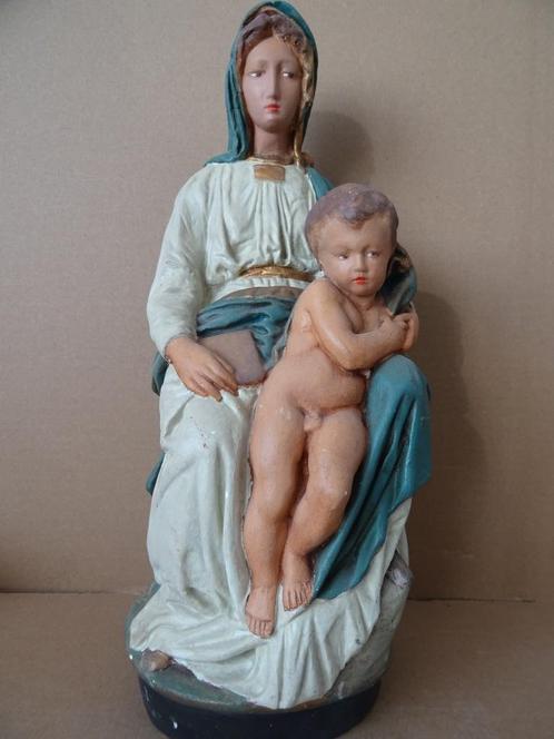Antiek Mariabeeld de Moeder Gods Mariabeeld antiek 37cm 1900, Antiek en Kunst, Antiek | Religieuze voorwerpen, Ophalen of Verzenden