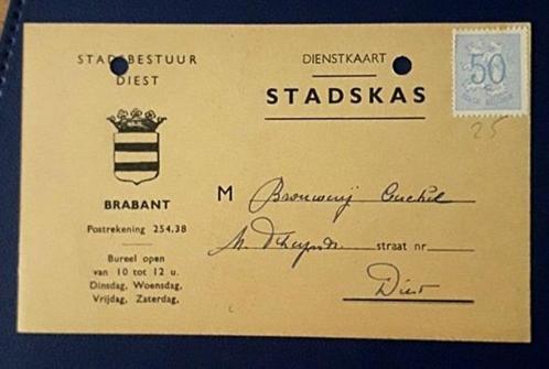 Dienstkaart Stadskas Diest aan Brouwerij Cerckel-Diest, Verzamelen, Postkaarten | België, Gelopen, Vlaams-Brabant, 1940 tot 1960