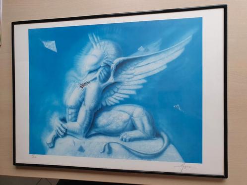 Daniel Monic: lithografie "De Sfinx". Ingekaderd., Antiek en Kunst, Kunst | Litho's en Zeefdrukken, Ophalen