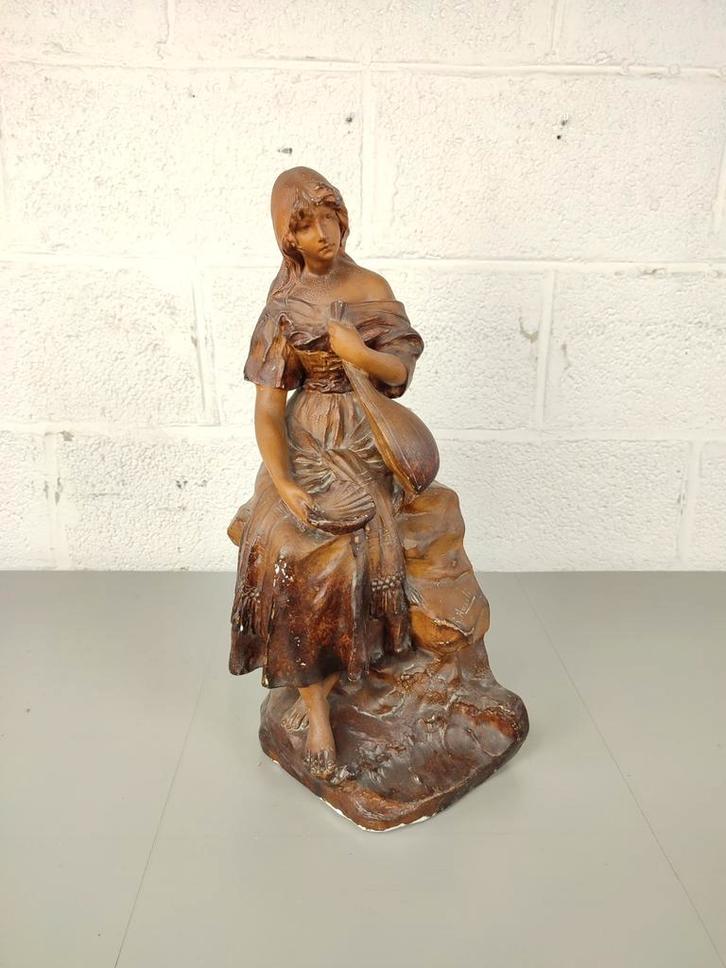 Groot gipsen beeld Richard Aurili (1834-1914), Antiek en Kunst, Kunst | Beelden en Houtsnijwerken, Ophalen of Verzenden