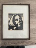 JAN FRANS CANTRE - VROUW - houtsnede, Antiek en Kunst, Ophalen of Verzenden